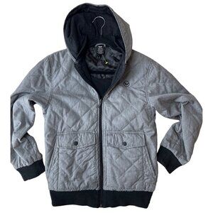 Shaun White Boys Size L Gray Jacket Snowboard Skate‎ Bomber Hooded Zip Quilted